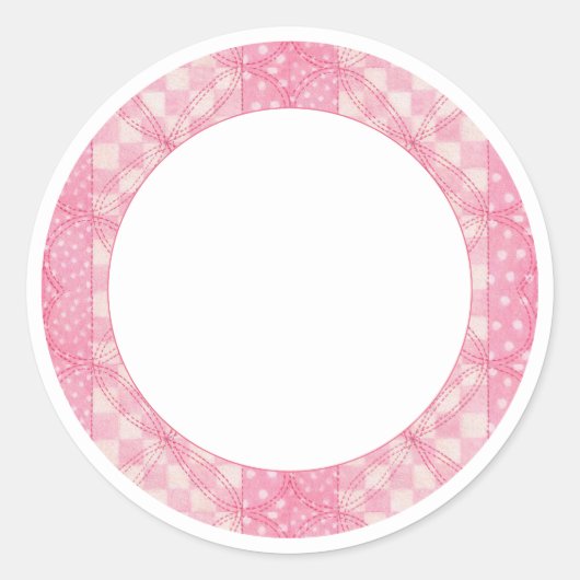 ROZE HART QUILT 3" Ronde Mat Stickers (Voorkant)