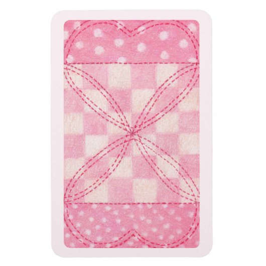 ROZE HART QUILT 4x6 Flexibele Magneet / Roze (Verticaal)