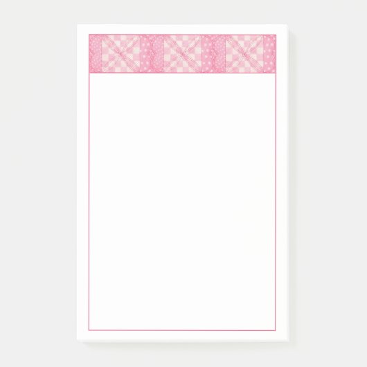 ROZE HART QUILT 4x6 Post Het Notitieblok Post-it® Notes (Voorkant)