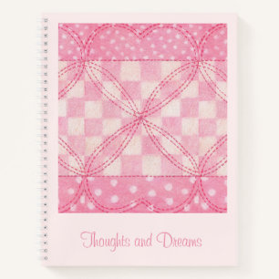 ROZE HART QUILT 8.5x11 Notitieboek + Tekst / Roze