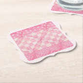 ROZE HART QUILT Bracket Papieren Onderzetters / Ro (Gekanteld)