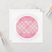 ROZE HART QUILT "Gefeliciteerd" Flat Kaart (Voorkant / Achterkant in situ)