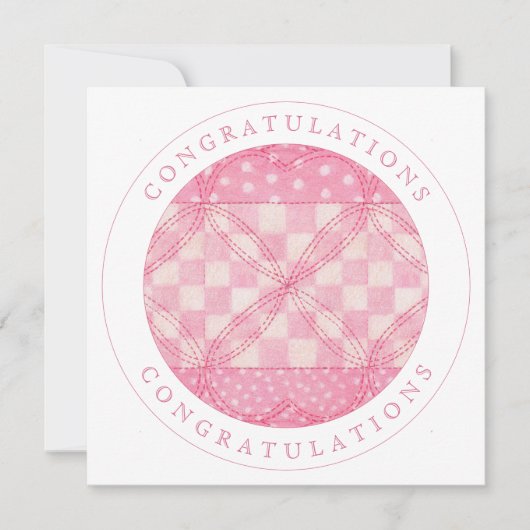 ROZE HART QUILT "Gefeliciteerd" Flat Kaart (Voorkant)