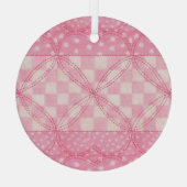 ROZE HART QUILT Glass Circle Ornament (Achterkant)