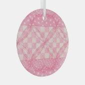 ROZE HART QUILT Glass Circle Ornament (Voorkant Rechts)