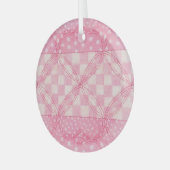 ROZE HART QUILT Glass Circle Ornament (Voorkant links)