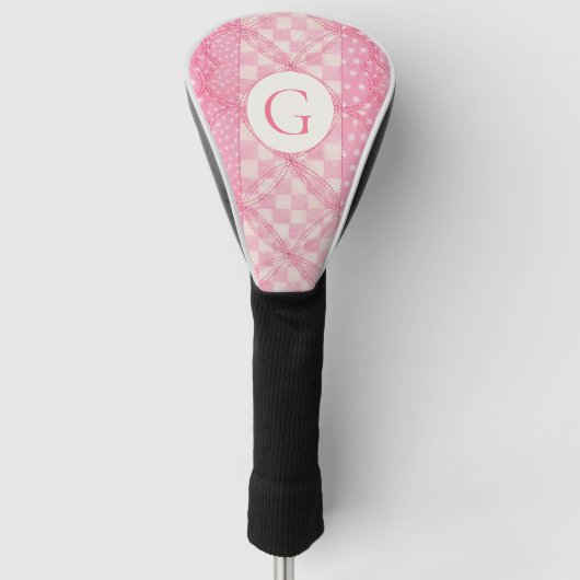 ROZE HART QUILT Golf Driver Hoesje + Initiaal Golfheadcover (Voorkant)