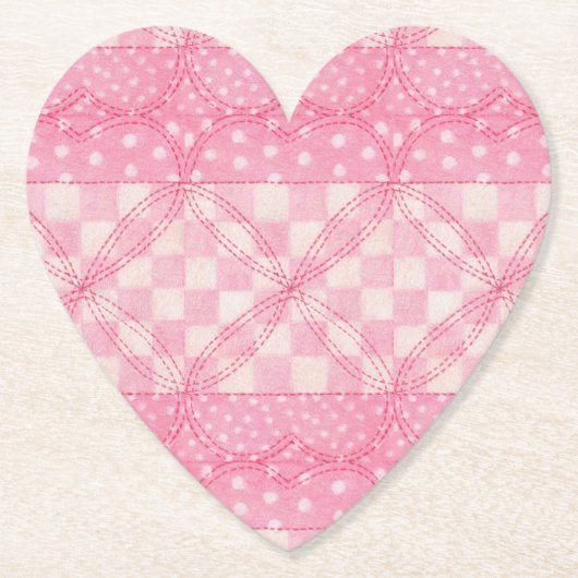ROZE HART QUILT Hart Papier Onderzetters (Voorkant)