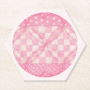 ROZE HART QUILT Hexagon Onderzetters / Roze