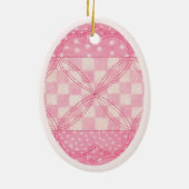 ROZE HART QUILT Keramisch Ovaal Ornament / Roze (Achterkant)