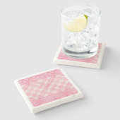 ROZE HART QUILT Marble Stone Onderzetter (Zijkant)