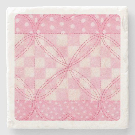 ROZE HART QUILT Marble Stone Onderzetter (Voorkant)