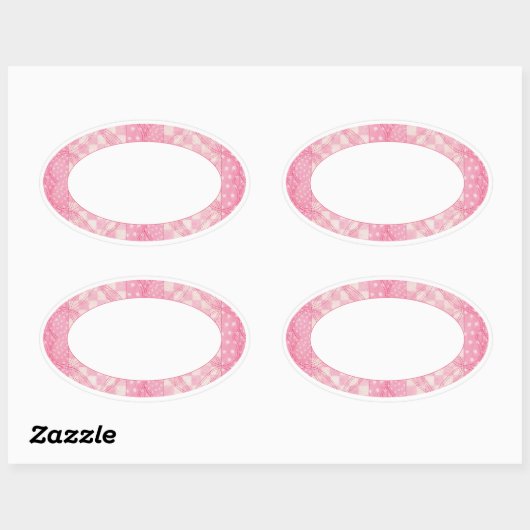 ROZE HART QUILT Ovaal Mat Stickers (Vel)