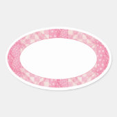 ROZE HART QUILT Ovaal Mat Stickers (Voorkant)