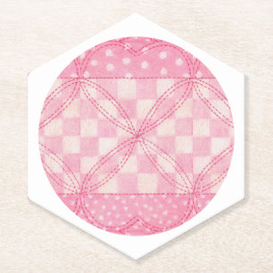ROZE HART QUILT Pointy Hexagon Papier Onderzetters