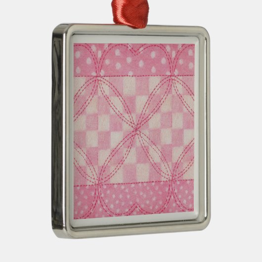 ROZE HART QUILT Premium Square Ornament (Rechts)