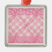 ROZE HART QUILT Premium Square Ornament (Voorkant)