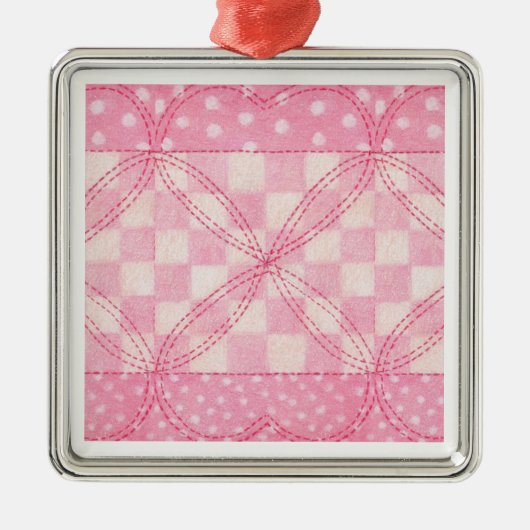ROZE HART QUILT Premium Square Ornament (Voorkant)