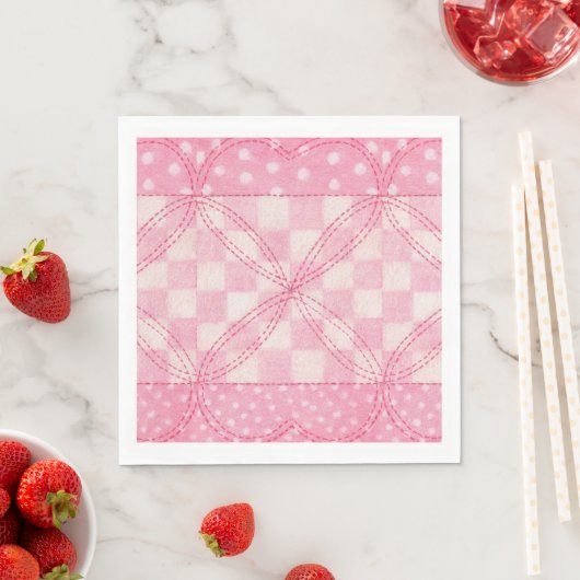ROZE HART QUILT Standaard Luncheon Papier Servette Servet (Insitu)