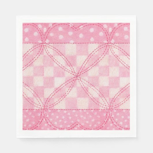 ROZE HART QUILT Standaard Luncheon Papier Servette Servet (Voorkant)