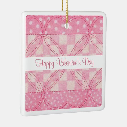 ROZE HART QUILT Valentijn Keramisch Sq. Keramische Keramisch Ornament (Rechts)