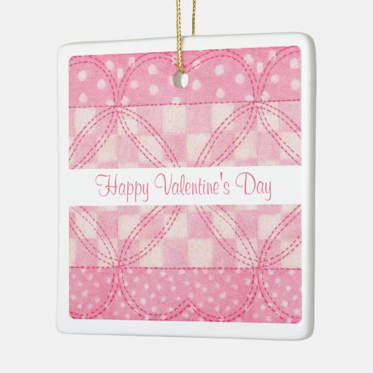 ROZE HART QUILT Valentijn Keramisch Sq. Keramische Keramisch Ornament (Links)