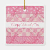 ROZE HART QUILT Valentijn Keramisch Sq. Keramische Keramisch Ornament (Achterkant)