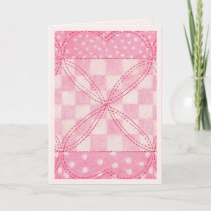 ROZE HART QUILT Wenskaart / Roze Kaart