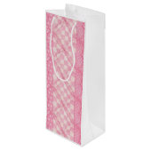 ROZE HART QUILT Wijn Gift Bag Cadeautas (Achterkant Gekanteld)