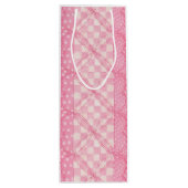 ROZE HART QUILT Wijn Gift Bag Cadeautas (Achterkant)