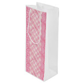 ROZE HART QUILT Wijn Gift Bag Cadeautas (Voorkant Gekanteld)