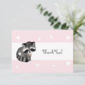 Roze Hart Raccoon Dank u kaart (Staand voorkant)
