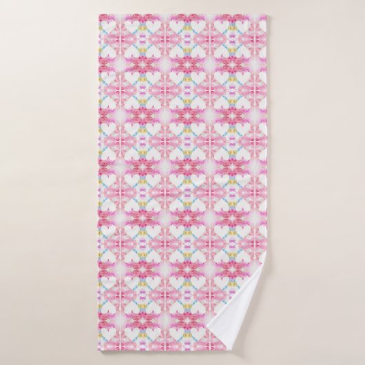 Roze Hart Rand, Aangepaste Valentijnsdag Gift Badhanddoek (Badhanddoek)