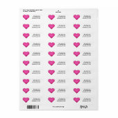 Roze Hart Retouradres Labels (Full Sheet)