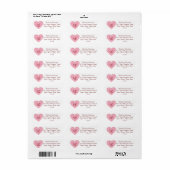 Roze Hart Retouradreslabels Etiket (Full Sheet)