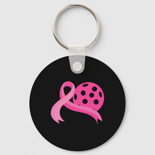 Roze Hart Ribbon Pickleball Borstkanker Awarene Sleutelhanger (Voorkant)