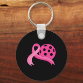 Roze Hart Ribbon Pickleball Borstkanker Awarene Sleutelhanger (Voorkant)