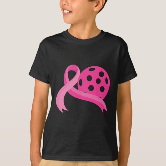 Roze Hart Ribbon Pickleball Borstkanker Awarene T-shirt (Voorkant)