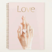 Roze Hart Ring Hand Goud Liefde Planner (Voorkant)