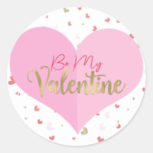 Roze hart rode en gouden harten Valentijnsfeest Ronde Sticker