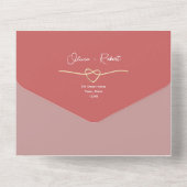 Roze Hart Romantische bruiloft All In One Uitnodiging (Achterkant)