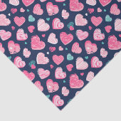 Roze Hart Romantische Liefdepatroon Valentijnsdag Tissuepapier (Detail)