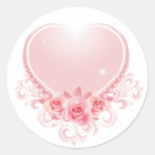 Roze hart ronde sticker (Voorkant)