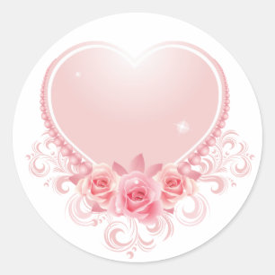 Roze hart ronde sticker