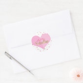 Roze Hart Rood & Gouden Harten Valentijns's Party Ronde Sticker (Envelop)