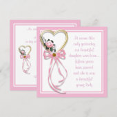 Roze Hart Rozen Quinceanera Uitnodiging (Voorkant / Achterkant)