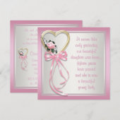 Roze Hart Rozen Roze Witte Quinceanera Uitnodiging (Voorkant / Achterkant)