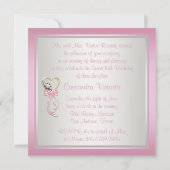 Roze Hart Rozen Roze Witte Quinceanera Uitnodiging (Achterkant)