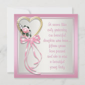 Roze Hart Rozen Roze Witte Quinceanera Uitnodiging (Voorkant)