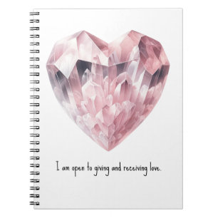 Roze Hart Rozenkwarts Kristal Liefdes Spreuk Magie Notitieboek